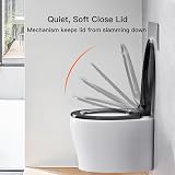 Pipishell Soft Close Toilet Seat with Quick Release, O Shape, Black view 3