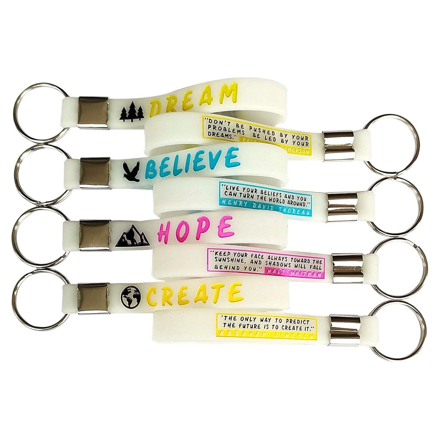 (12Pack) Inspirational Quote Keychains Motivational Key Chains Party