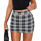 DooMoni Womens Mini Skirt Short Skorts Mid Rise Bodycon Y2k Sexy Pencil Skirts Shorts with Elastic Waist