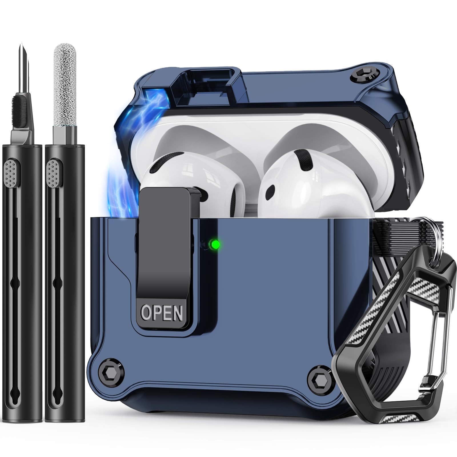 Photo 1 of Inesore Compatible with AirPods 4th Generation Case,with Cleaner kit,Automatic Snap Switch Secure for New Airpods 4 Charging Cover [with Active Noise Cancellation] (2024)
