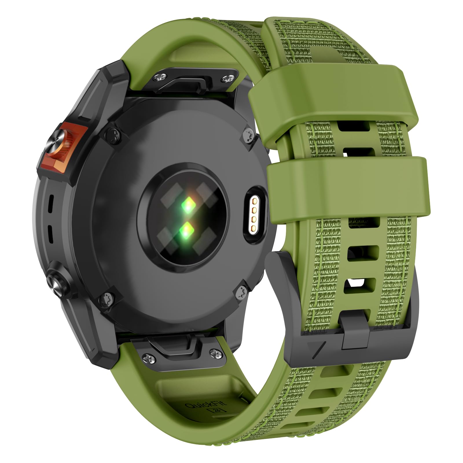 MYSNBKN 26mm Quick Fit Strap for Fenix 8 51mm/Fenix 7X Pro/Fenix 7X/Fenix 6X/Fenix 6X Pro/Fenix 5X/Fenix 5X Plus/Fenix 3/Fenix 3 HR, Nylon Patch Silicone Replacement Watch Strap