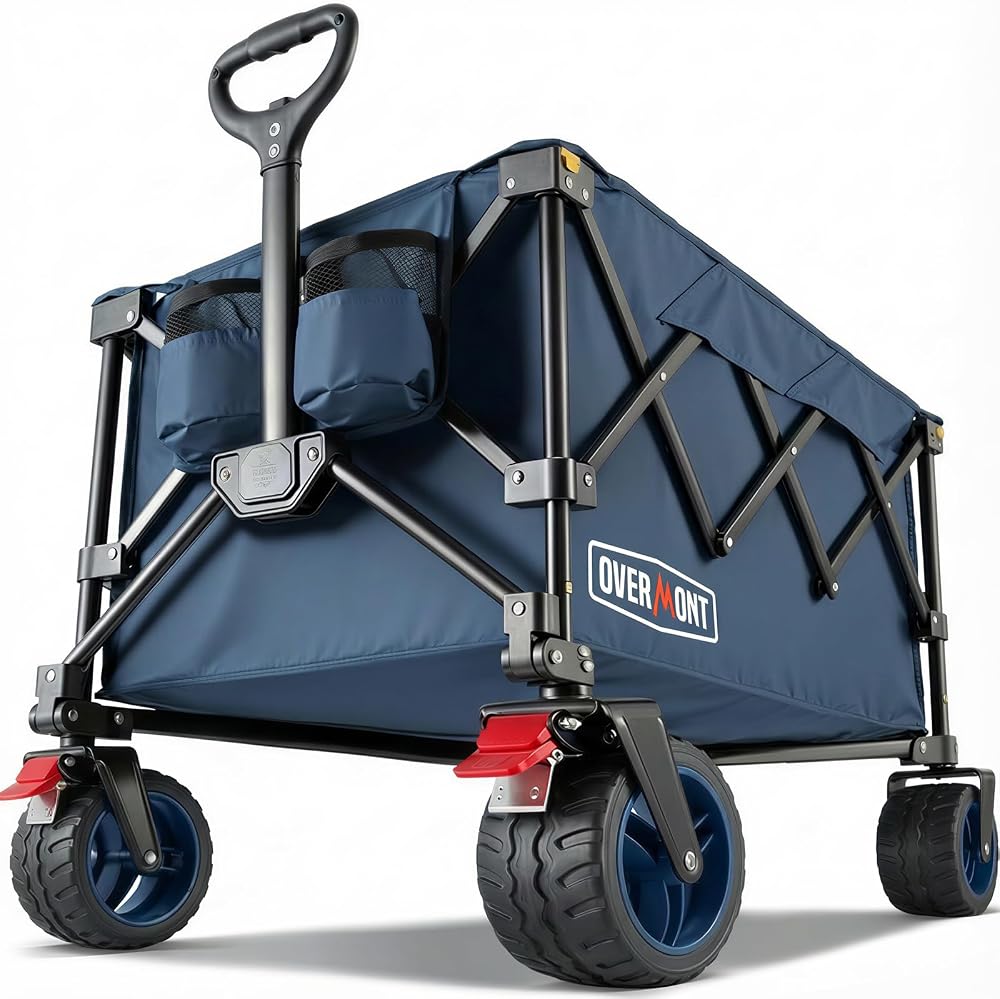 Overmont 200L Folding Festival Trolley on Wheels 150kg Heavy Duty Blue