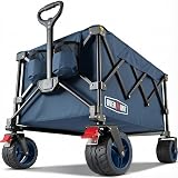 Overmont 200L Folding Festival Trolley on Wheels 150kg Heavy Duty Blue