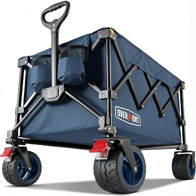Overmont 200L Folding Festival Trolley on Wheels 150kg Heavy Duty Blue