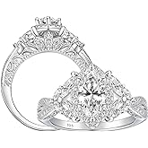 SHELOVES Art Deco Marquise Cluster Halo Wedding Engagement Rings For Women AAAAA CZ 925 Sterling Silver Sz 5-10