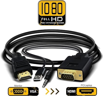 VGA a HDMI cable adaptador con 3,5 mm Audio y # xFF0 C; VGA a HDMI ...