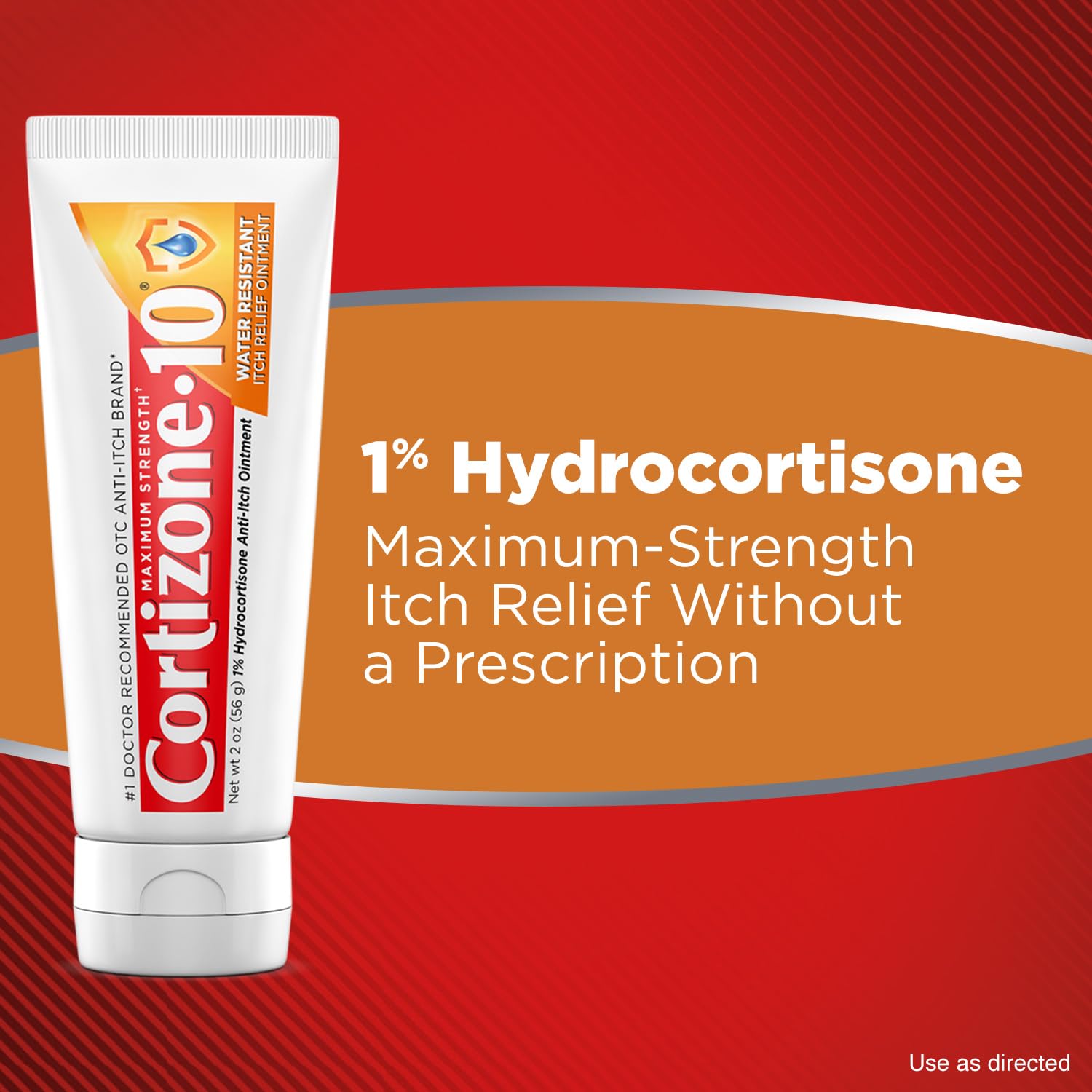 Cortizone-10 Maximum Strength Water Resistant Itch Relief Ointment, 1% Hydrocortisone, Fast-Acting, Anti-Itch Cream for Bug Bites, Rash, Eczema, Psoriasis, Poison Ivy, Oak, Sumac & More, 2 oz