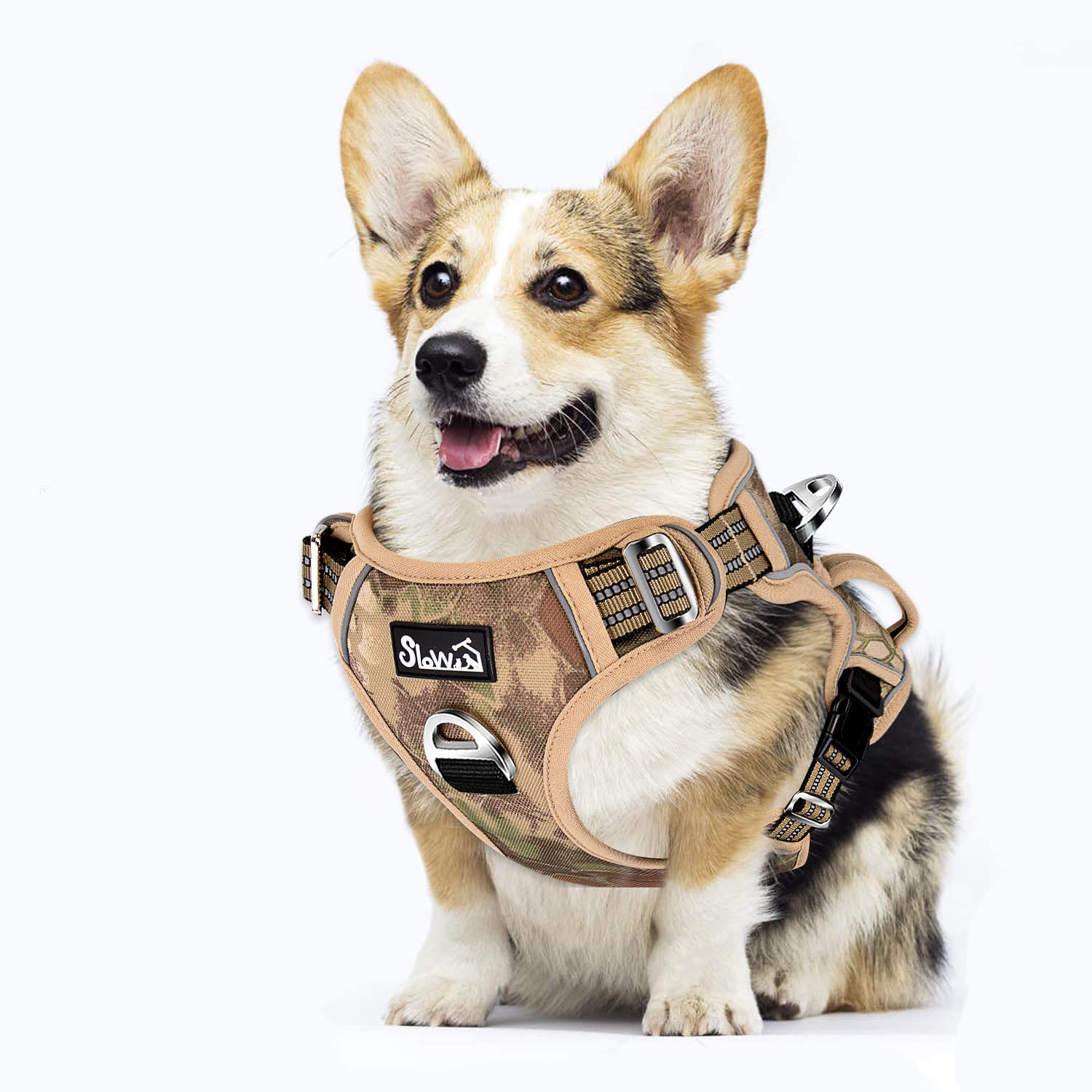 Eyein Medium Dog Harness, Anti-Pull Adjustable Heavy Duty Pet Vest with 2 Clips, Escape-Proof Puppy Harness with Soft Padded Handle, Reflective for Outdoor Training & Walking