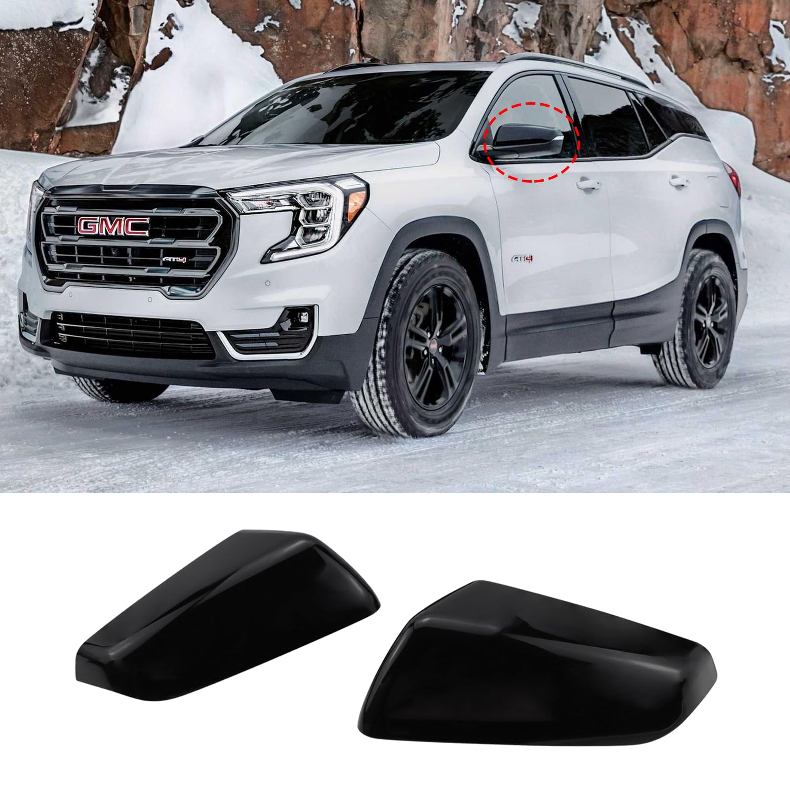 Photo 1 of Left Driver Side & Right Passenger Side Exterior Mirror Cap Cover Rearview Mirror Cover Trim Fit for 2018-2023 Chevrolet Equinox/GMC Terrain Replaces 23406417 23406416 (Glossy Black)