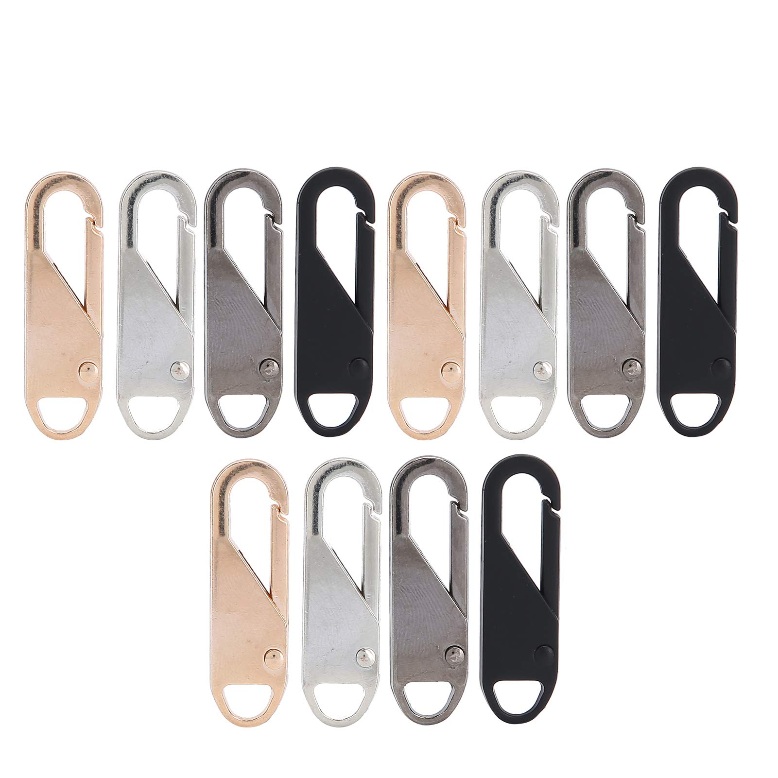 12Pcs Zipper Pull Tabs, Detachable Metal Zipper Puller Slider Extender Handle for Clothes Slider Extender Handle for Clothes Suitcase Backpack
