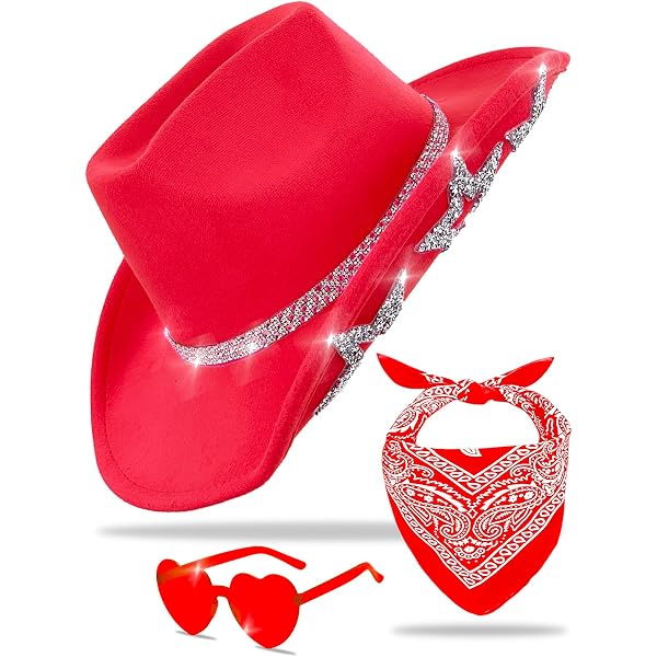 Amazon.com: Western Express Red Felt Cowboy Hat Gold Band  display picture 3