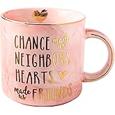 VILIGHT Christmas Gifts for Neighbors - Chance Make Us Neighbors Hearts Made Us Friends - Pink Marble Coffee Cup 11 Oz