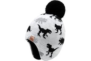 Duoyeree Kids Beanie Hat for Boys Girls Pom-pom Kint Hats Cozy Lining Winter Skull Cap