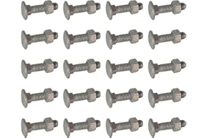 DECOREX HARDWARE 5/16 x 1-1/4" Long Carriage Bolt Set w/Hex Nut for Chain Link Fence Accessories (20 Pack)