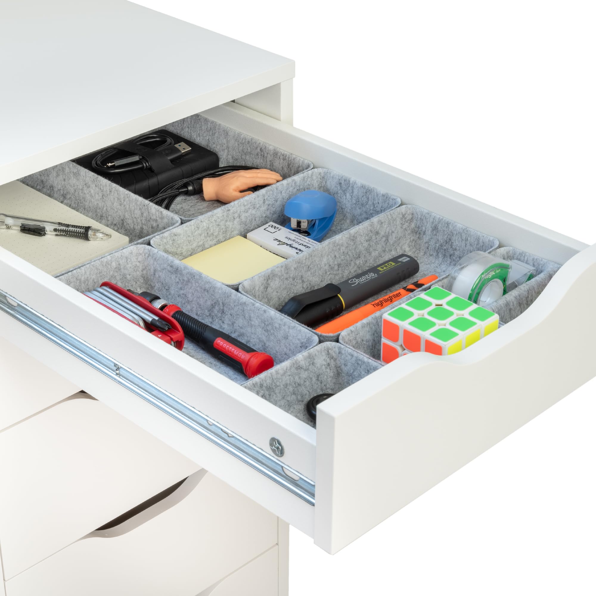 Photo 1 of Rajas Goods Drawer Organizer Compatible with Ikea Alex Drawer Unit, 10-Piece Modular Felt Tray Organizer Set, Perfect Fit (Light)