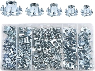 Lemiyoo 151 Pcs T-Nut Set M4-M10 Zinc-Plated Wood Furniture Bracket Kit