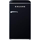 Galanz GLR35BKER Retro Compact Refrigerator, Single Door Fridge Adjustable Mechanical Thermostat with Chiller, 3.5 Cu.Ft, Bla