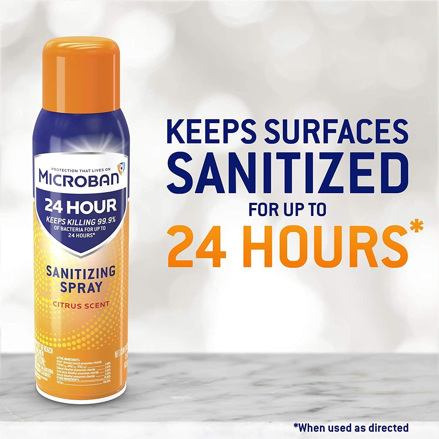 Microban Disinfectant Spray, 24 Hour Sanitizing and Antibacterial Spray, Sanitizing Spray, Citrus Scent, 2 Count, 15 fl oz Each: Health & Personal Care