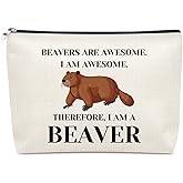 Sazuwu Beavers Gifts for Women Makeup Bag Beaver Themed Party Decorations Animal Lover Cosmetic Bag Owner Mom Travel Pouch Christmas Birthday Present