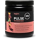 LEGION- All Natural Nitric Oxide Preworkout Drink to Boost Energy, Creatine Free, Naturally Sweetened, Beta Alanine, Citrulline, Alpha GPC (Fruit Punch 10 Servings)