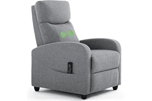 ZIBBIZO Recliner Chair with Massage and Lumbar Support, Small Fabric Home Theater Seating, Adjustable Modern Reclining Chair for Adults in Living Room