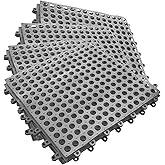 16Pack Drainage Interlocking Floor Mats, 12”x12” Non-Slip Shower Bathroom Pool Tile for Flooring, Soft PVC Splicing Modular Cushion Mat, Vented Floor Tile for Locker Room Basement Stairs