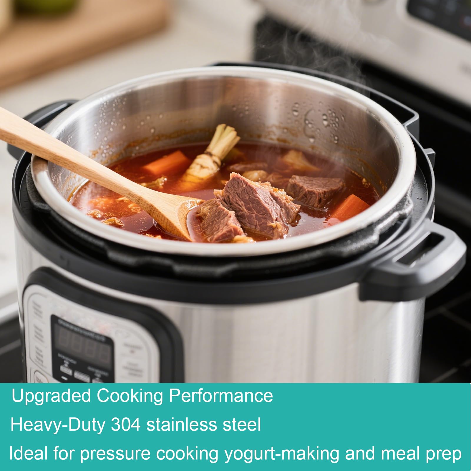 Stainless Steel Inner Pot for Instant Pot 6QT, Upgrade Replacement Pot for Instant pot 6 quart, Food Grade 304 (18/8) Stainless Steel Cooking Pot with Thick Bottom, Non-Toxic (No Teflon)