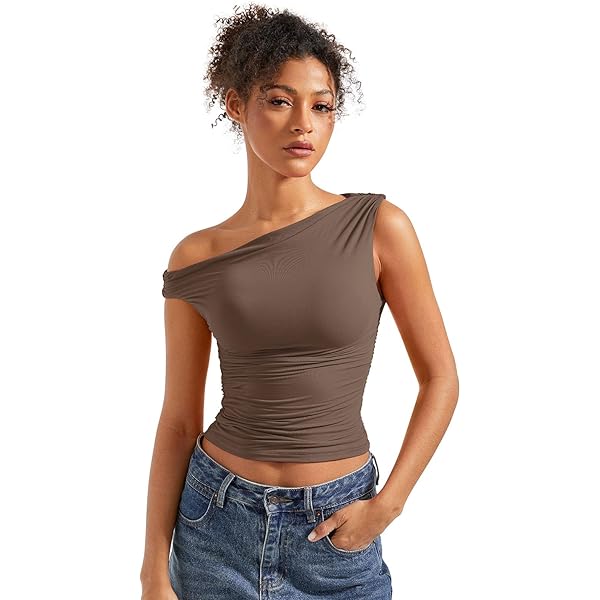 SUUKSESS Women Off Shoulder Tops Sleeveless Shirts Y2K Trendy