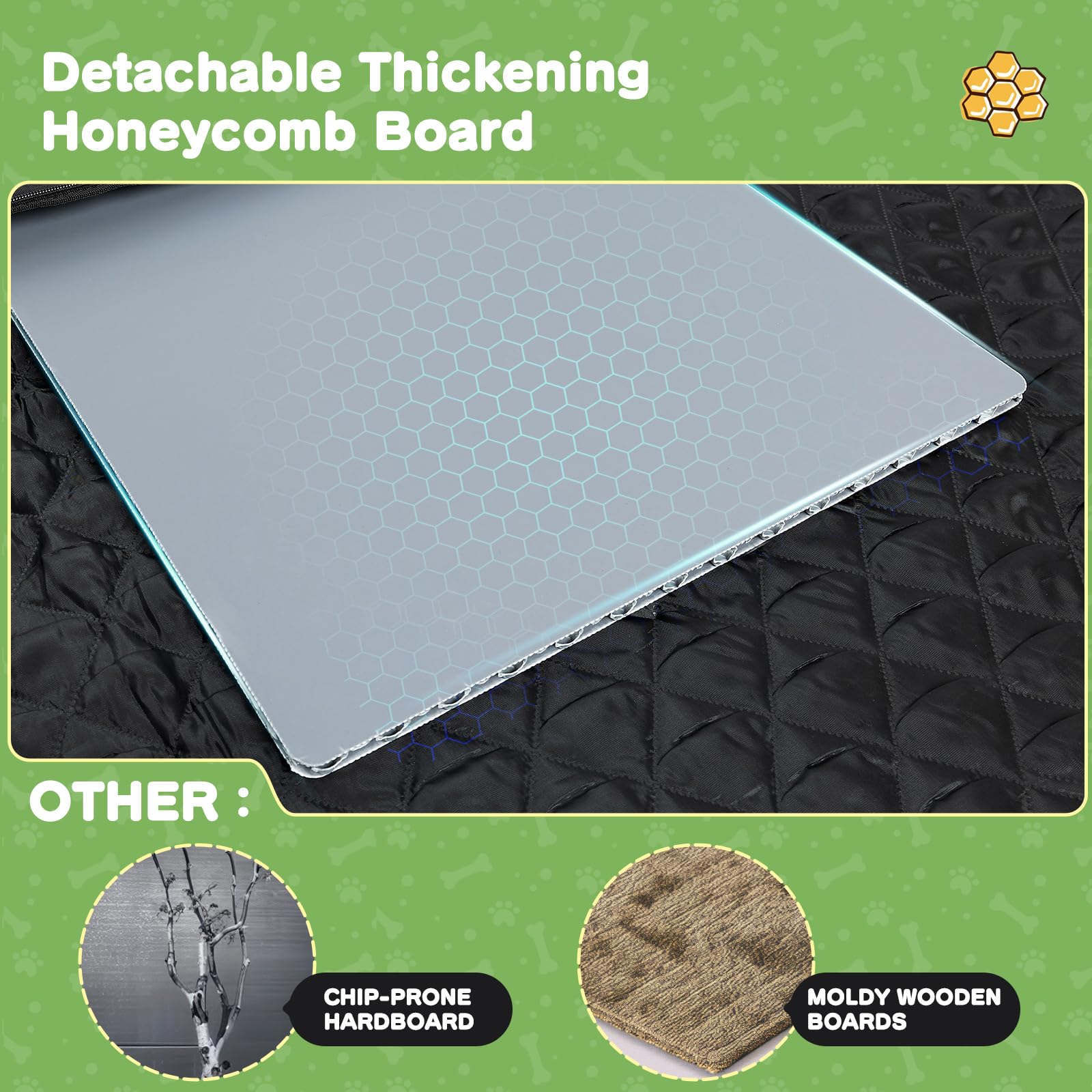 Happept Extender Dog Car Seat Cover with Hard Bottom Dog Car Seat Bed, Car Back Seat Protector Waterproof Dog Hammock for Car Dog Car Bed for Car, SUV, Truck, Travel (Black, M)