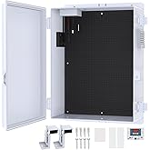 Akwscyby Outdoor Electrical Box, Waterproof Electrical Junction Box IP65 ABS Plastic Enclosure with Fan & Thermostat, Mounting Plate and Hinged Lid (15.7" H x 11" L x 5.9" W)