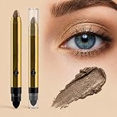 FYNLA Dual-Ended Eyeshadow Stick with Sponge Applicator, Waterproof Shimmer Cream Eyeshadow Stick, Blendable Long Lasting Eye Makeup Pencil for Beginners, Travel Friendly, 2g(#05 Peach Rose Glimmer)