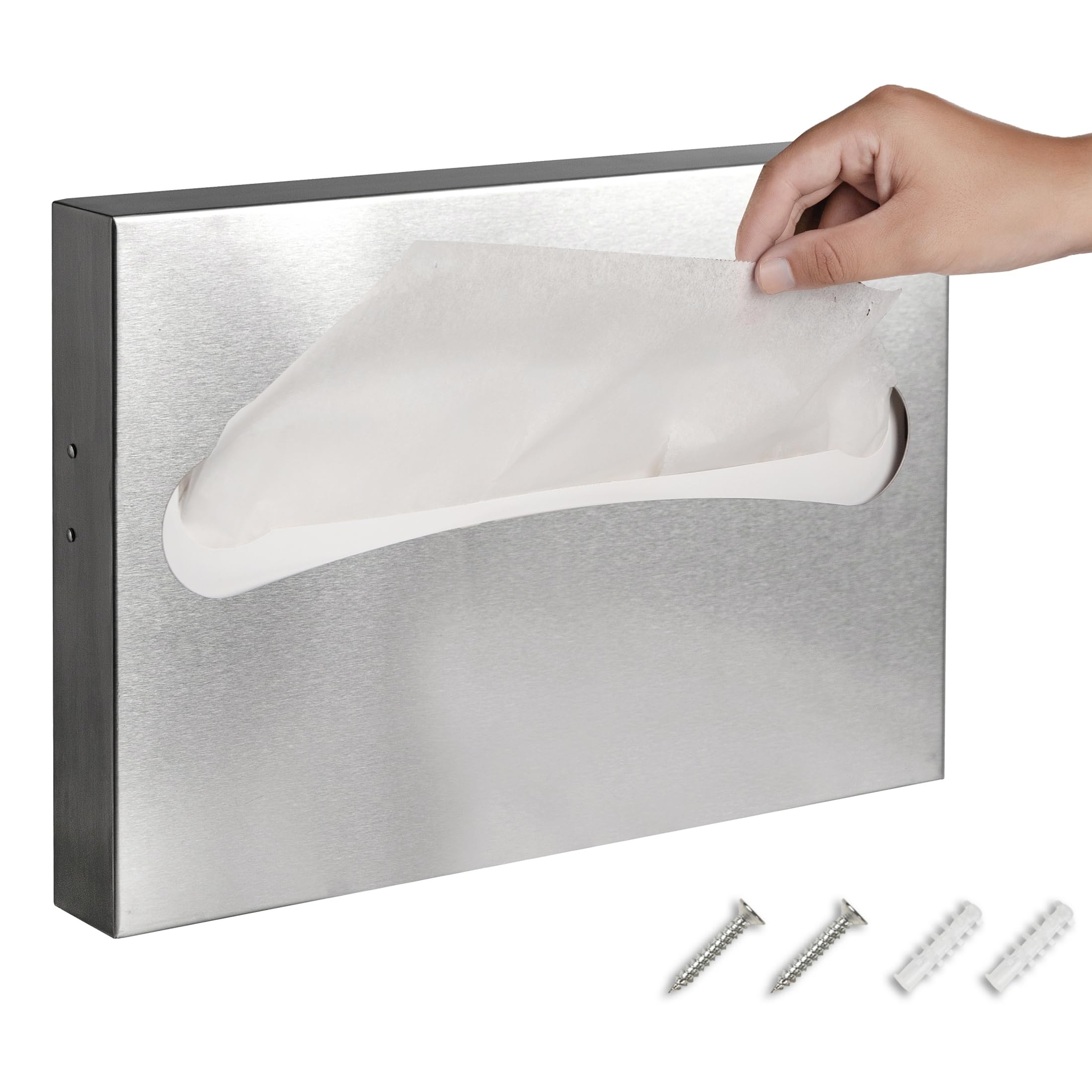 Photo 1 of Desyeryamimi Toilet Seat Cover Dispenser,Commercial Stainless Steel Brushed Toilet Seat Cover Holder for Disposable Toilet Seat Covers Wall Mount for Bathroom Restroom