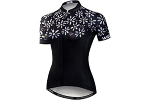 JPOJPO Women Cycling Jersey Short Sleeve Breathable with Pockets Flower