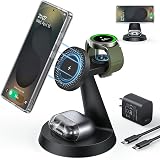 Magnetic Wireless Charger for Samsung, 3 in 1 Charging Station Compatible with MagSafe Samsung Charger for Galaxy S26 Ultra S25 Z Fold7/Flip7, Watch Charger Stand for Galaxy Watch Ultra 8 7, for Buds