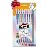 BIC Xtra Smooth Pastel Mechanical Pencils, 24-Count | Christmas Stocking Stuffers, 0.7 mm Medium Point, Smudge-Resistant No. 2 Lead, Pastel Study Supplies