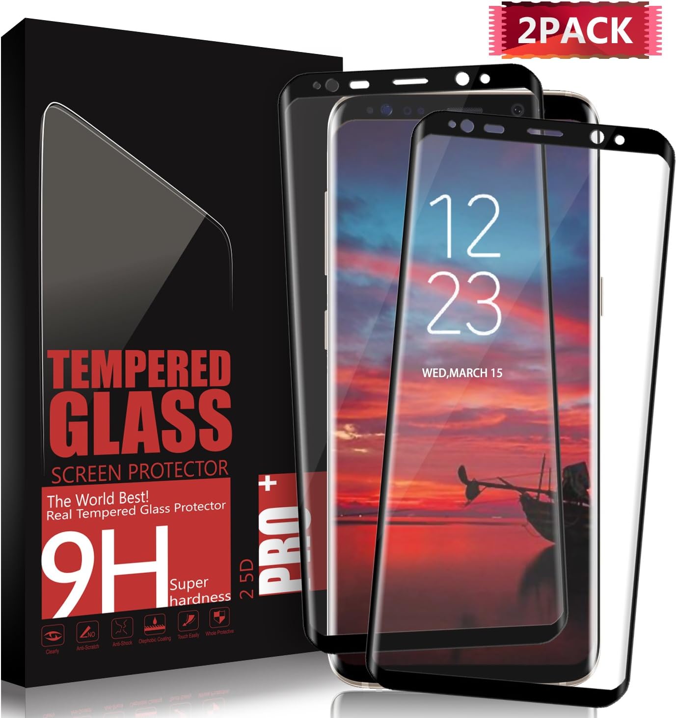 Aonsen Samsung Galaxy S8 Plus Screen Protector, [2 Pack] Galaxy S8 Plus