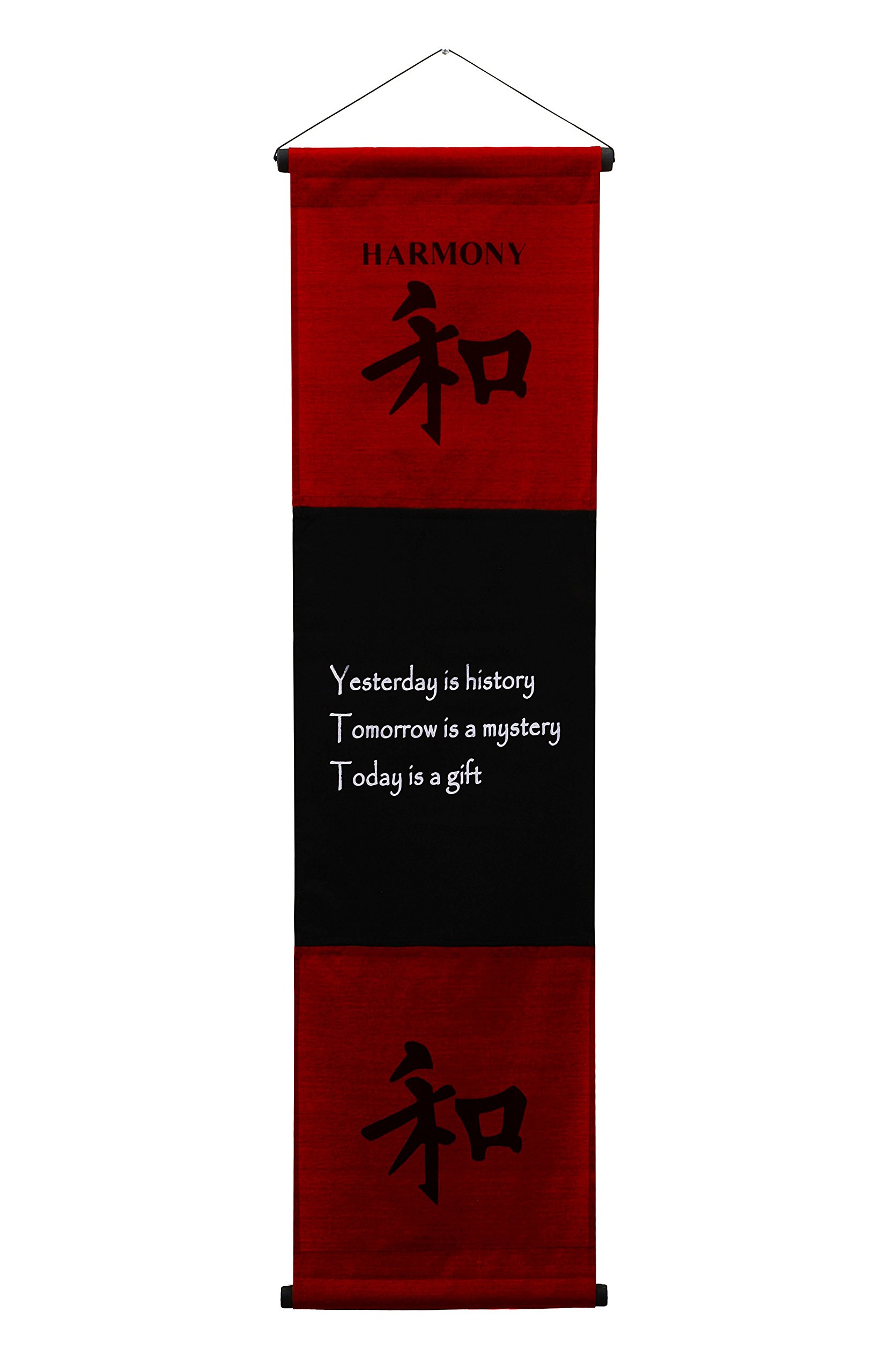 G6 Collection Inspirational Wall Decor Harmony Banner Large, Inspiring Quote Wall Hanging Scroll, Affirmation Motivational Uplifting Art Decoration, Thought Saying Tapestry Harmony (Red Burgundy)