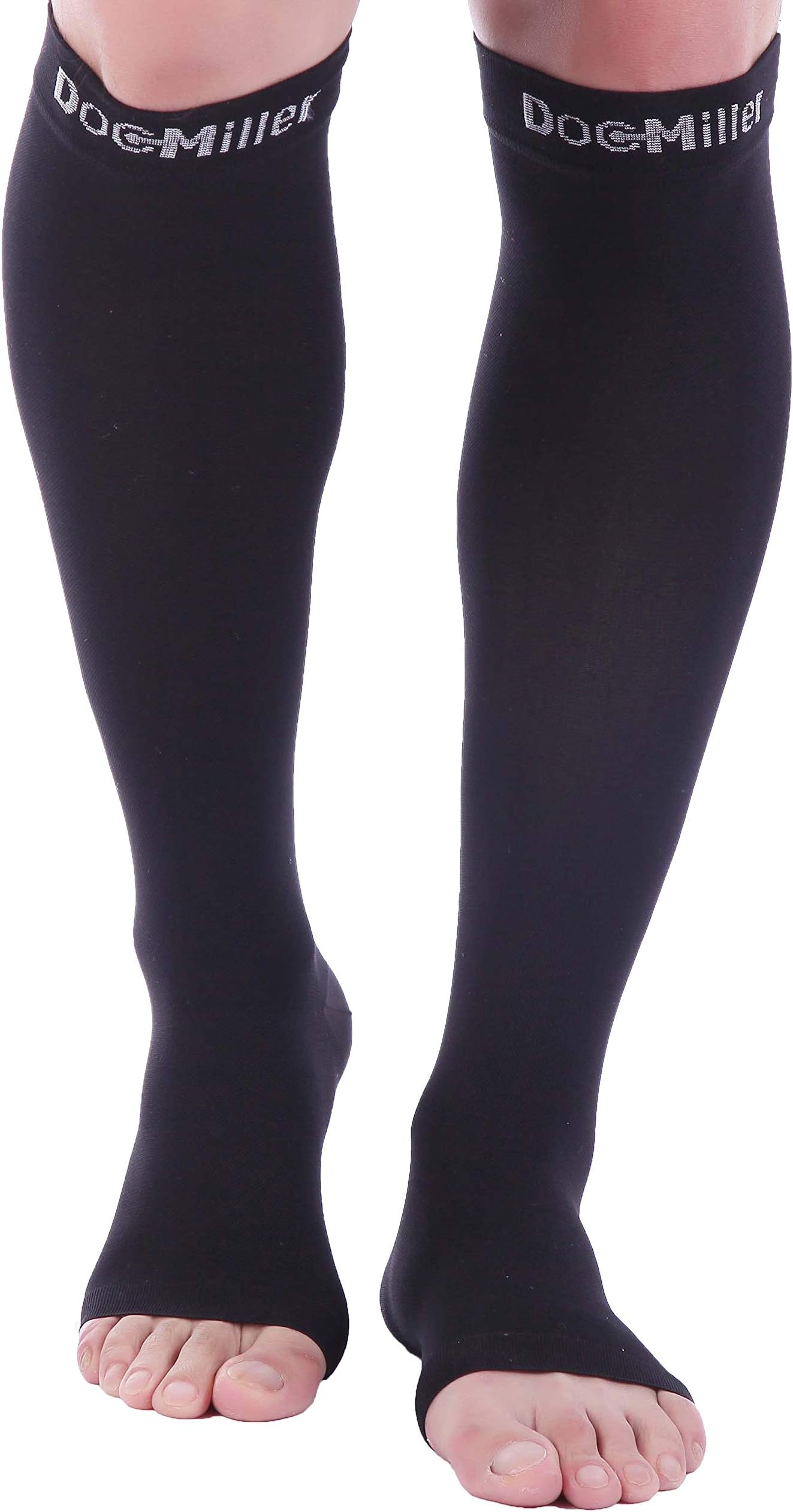 Doc Miller Open Toe Compression Socks 30-40 mmHg 1 Pair Medical Grade Stockings (Small - 5XL)
