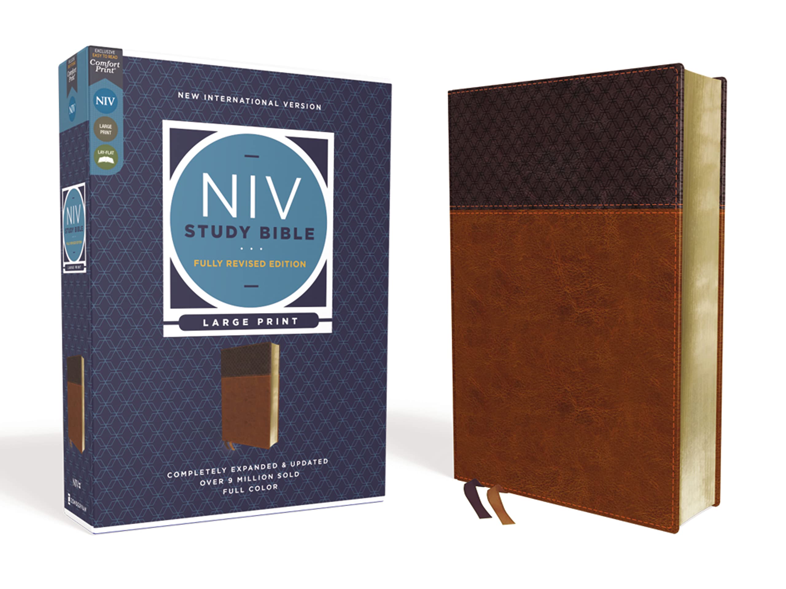 NIV Study Bible, Fully Revised Edition (Study Deeply. Believe Wholeheartedly.), Large Print, Leathersoft, Brown, Red Letter, Comfort Print NIV Study Bible, Fully Revised Edition (Study Deeply. Believe Wholeheartedly.), Large Print, Leathersoft, Brown, Red Letter, Comfort Print Imitation Leather