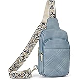 BOSTANTEN Sling Bag Quilted Crossbody Bags for Women Cross Body Purse Leather Fanny Pack with Adjustable Guitar Strap