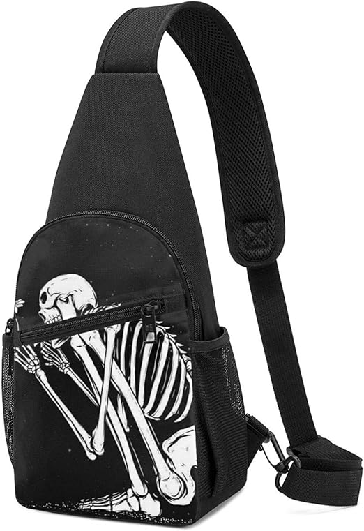 Sling Backpack Aesthetic Skeleton Sling Bag Crossbody Shoulder Bag