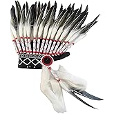 Sonhomay Native American Headdress, Indian Feather Headband Adults Indian Style Headdress for Party Role Play Photo Props