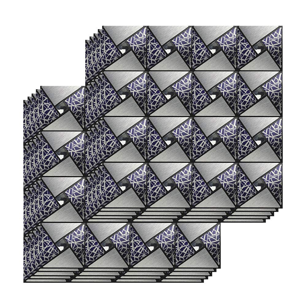 Peel and Stick Tile Backsplash, Metal Mosaic Tile Sticker, Wall Decor of Kitchen/Bathroom, Windmill Puzzle Glass Mixed Aluminum Surface (11.8" x 11.8", 10 Sheets) (Black and Silver Rectangle) — image 1