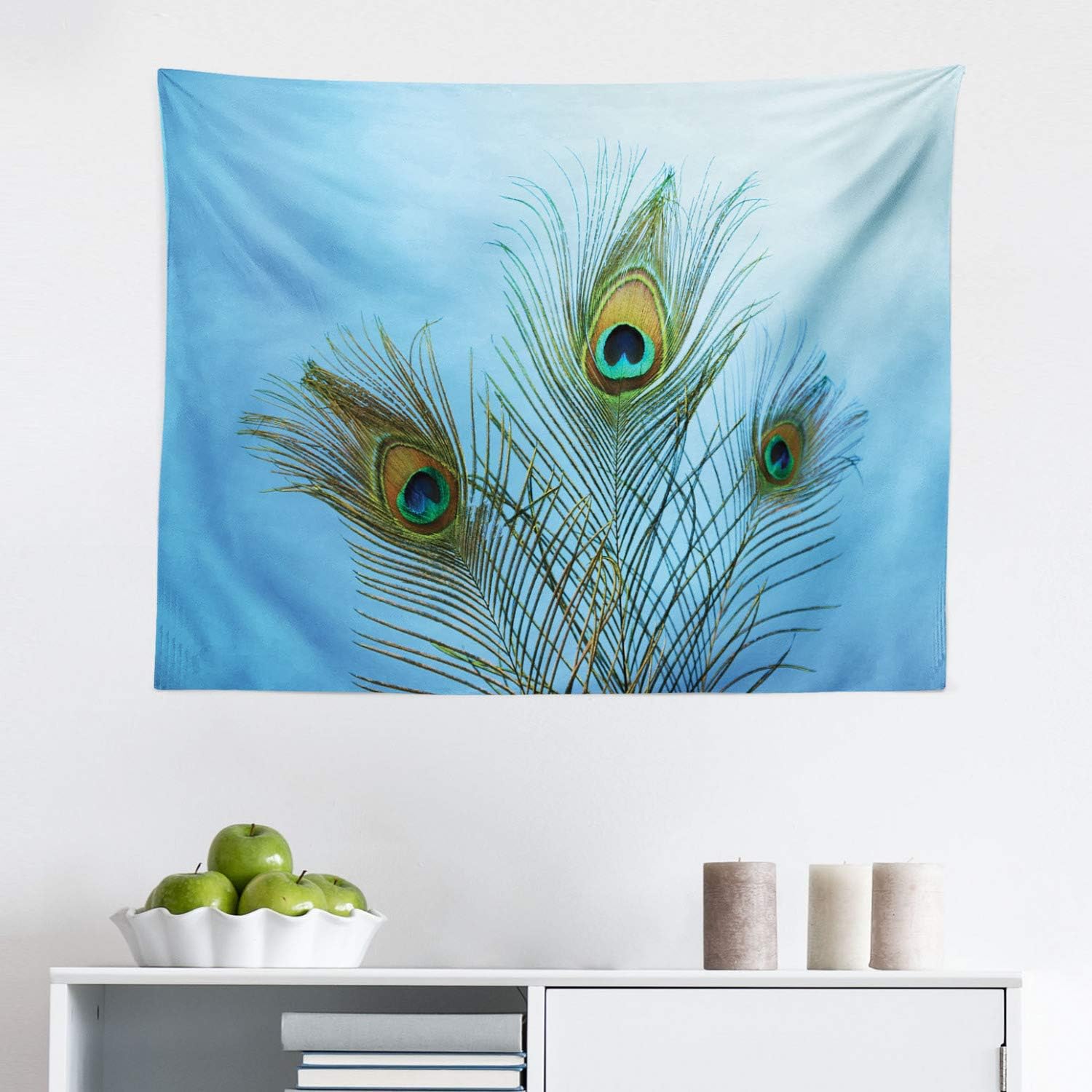 Amazon.com: Lunarable Peacock Tapestry, Fluffy Peacock Feathers 