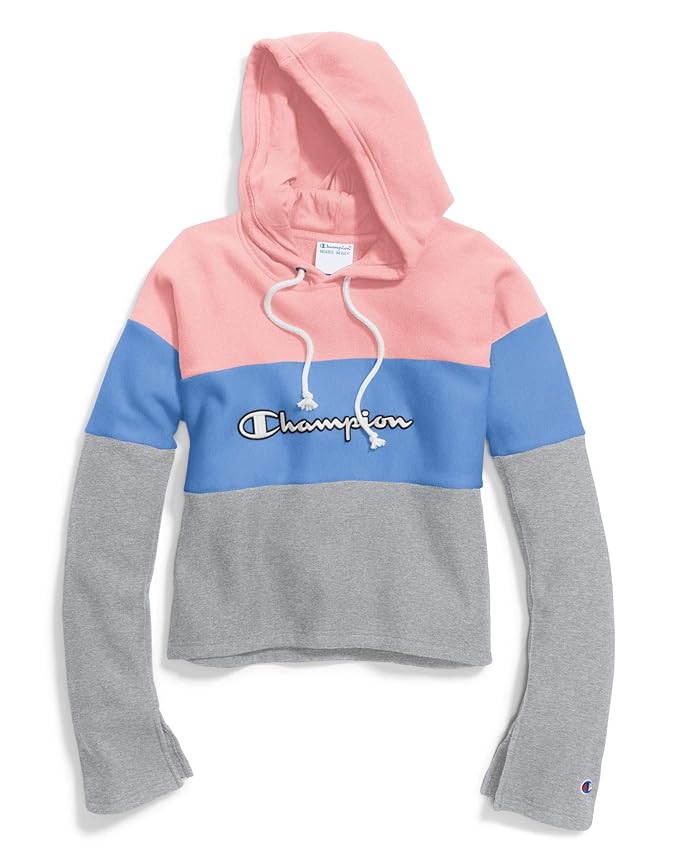 pink and blue champion hoodie