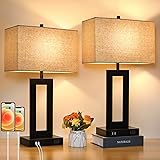 Set of 2 Touch Control Table Lamp with 2 USB