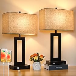 Set of 2 Touch Control Table Lamp with 2 USB