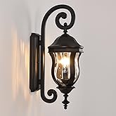 Smeike Outdoor Wall Sconces, Black Outdoor Porch Lights, 22.8" H Large Exterior Wall Lanterns, Waterproof Exterior Lighting F
