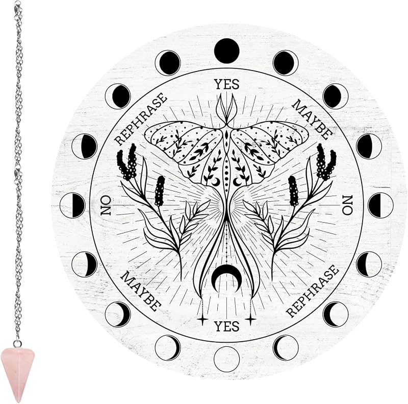 CRASPIRE Moth Pendulum Board Divination Kit Wooden Altar Wiccan Wand Rose
