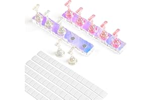 BQAN 2 Set Nail Holder for Painting Nails, Aurora Acrylic Nail Stand for Press on / Fake Nail Tips Training / Nails Display with 96 Pcs Reusable Adhesive Putty